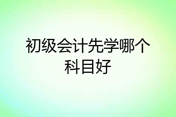 初级会计先学哪个科目好