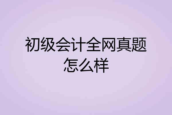 初级会计全网真题怎么样