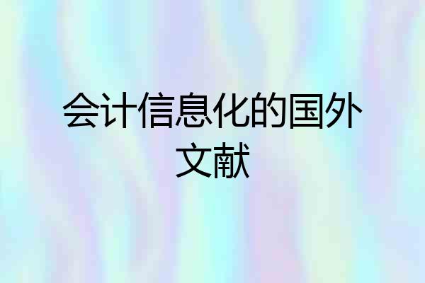 会计信息化的国外文献