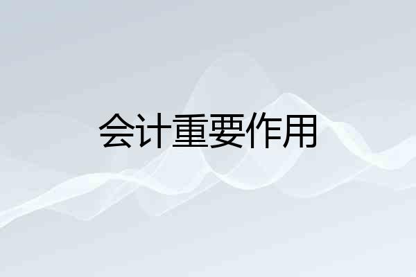 会计重要作用