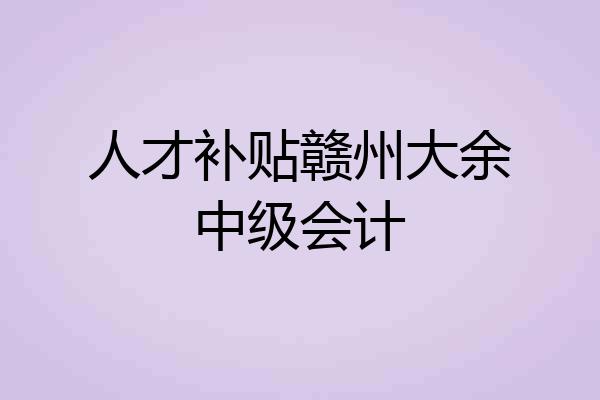 人才补贴赣州大余中级会计