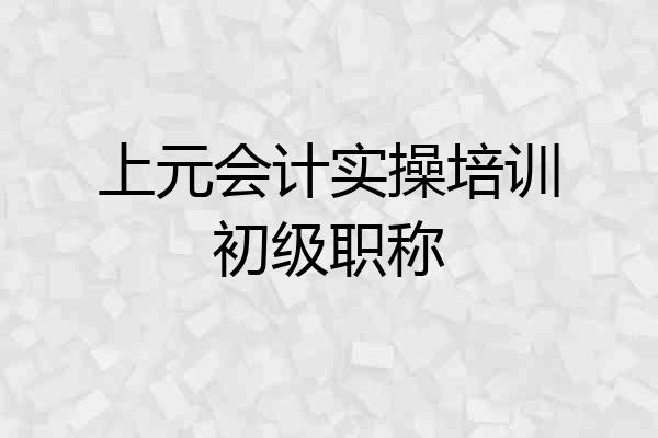 上元会计实操培训初级职称