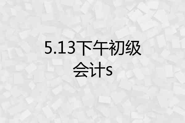 5.13下午初级会计s