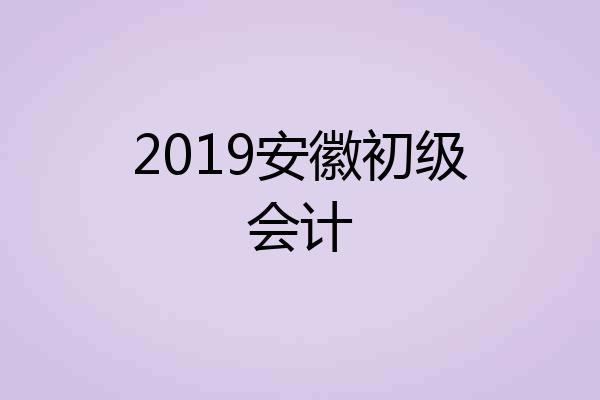 2019安徽初级会计