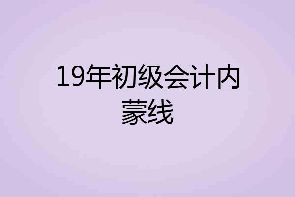 19年初级会计内蒙线