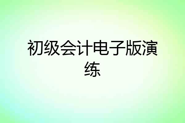 初级会计电子版演练