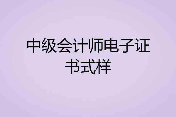中级会计师电子证书式样