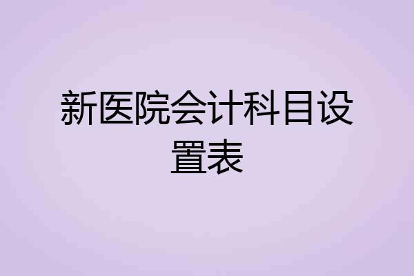 新医院会计科目设置表