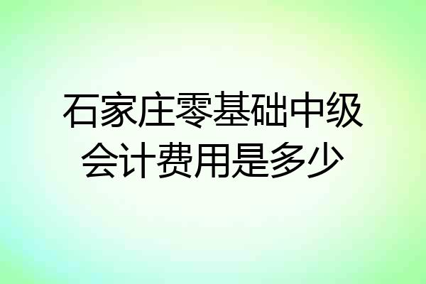 石家庄零基础中级会计费用是多少