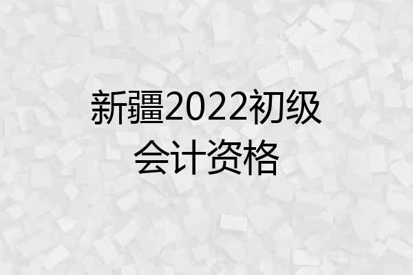 新疆2022初级会计资格