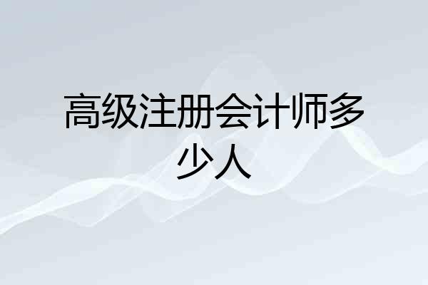 高级注册会计师多少人