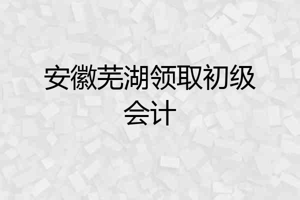 安徽芜湖领取初级会计