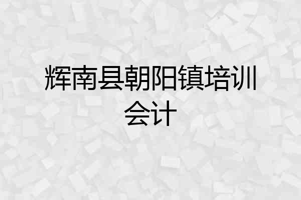 辉南县朝阳镇培训会计