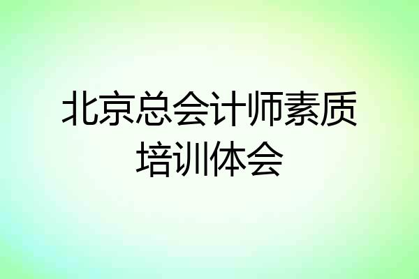 北京总会计师素质培训体会