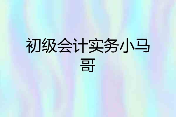 初级会计实务小马哥