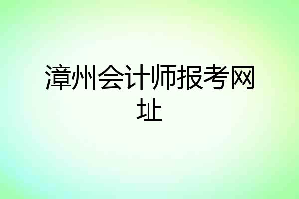 漳州会计师报考网址