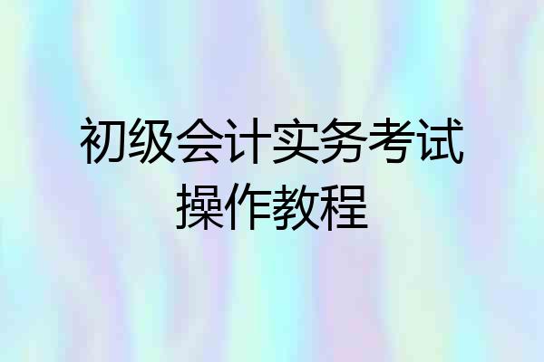 初级会计实务考试操作教程