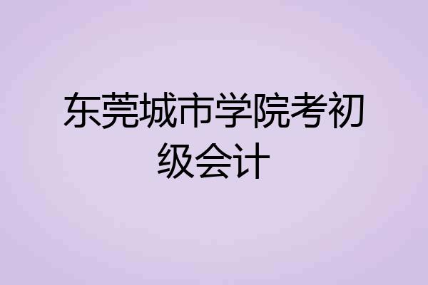 东莞城市学院考初级会计