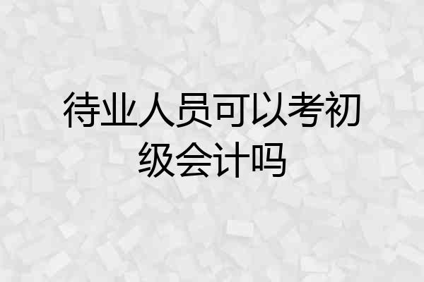 待业人员可以考初级会计吗