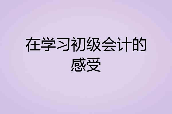 在学习初级会计的感受