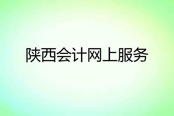 陕西会计网上服务