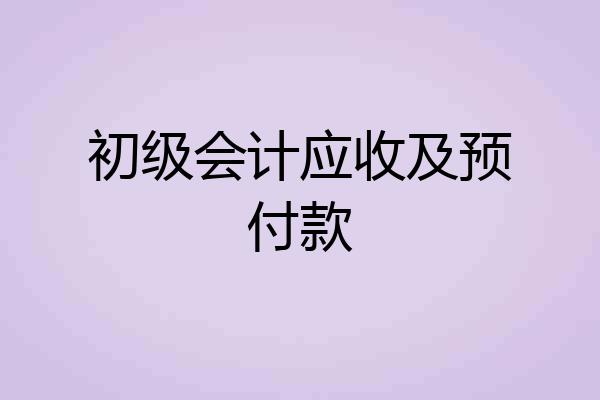 初级会计应收及预付款