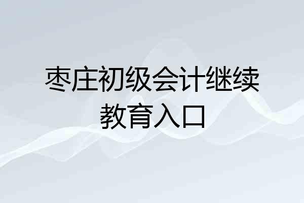 枣庄初级会计继续教育入口
