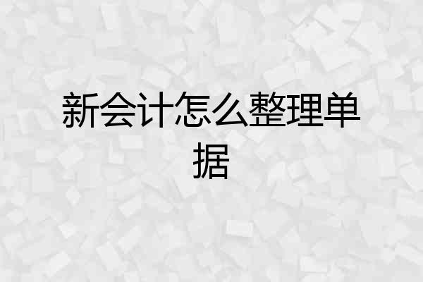 新会计怎么整理单据