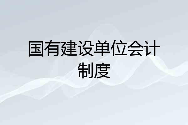 国有建设单位会计制度