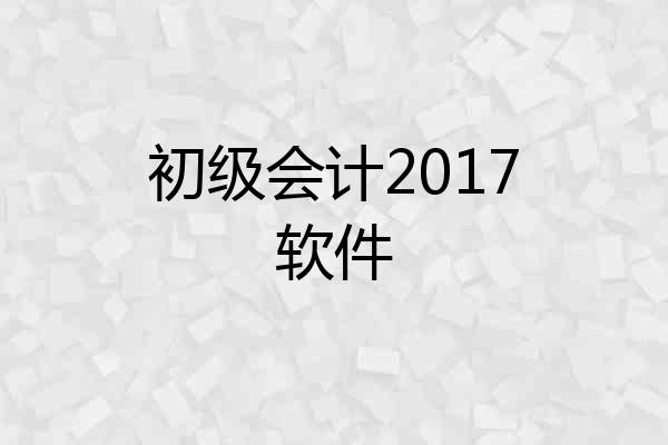 初级会计2017软件