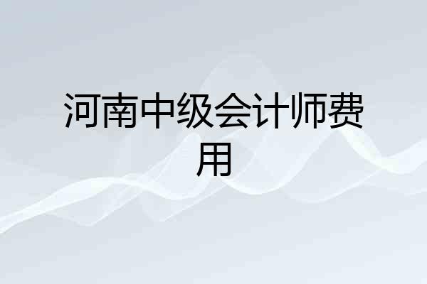 河南中级会计师费用