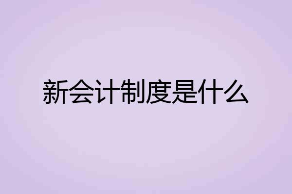 新会计制度是什么