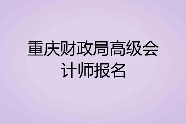 重庆财政局高级会计师报名