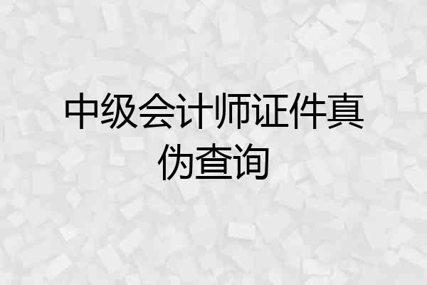 中级会计师证件真伪查询