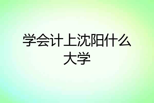 学会计上沈阳什么大学