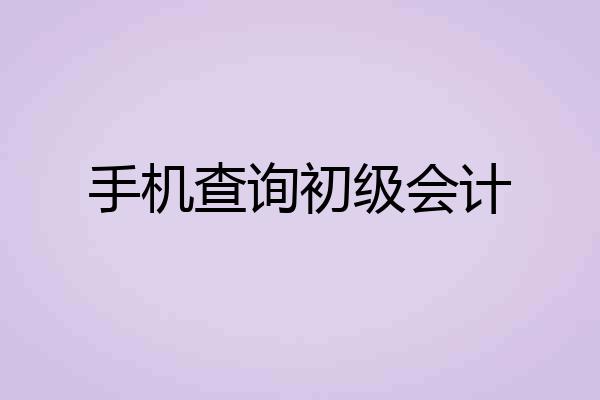 手机查询初级会计