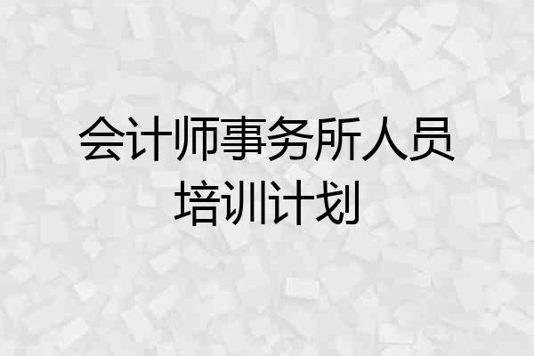 会计师事务所人员培训计划