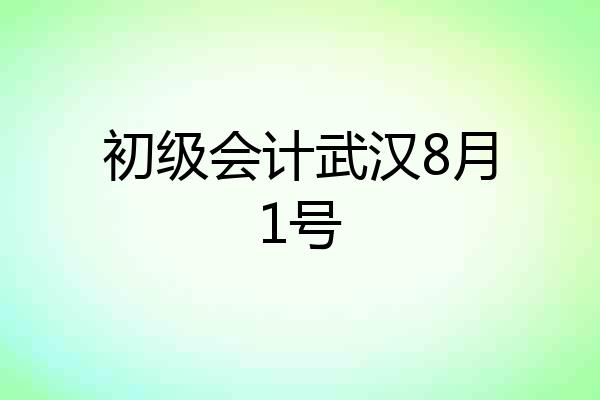 初级会计武汉8月1号