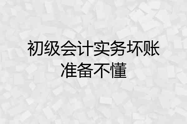初级会计实务坏账准备不懂