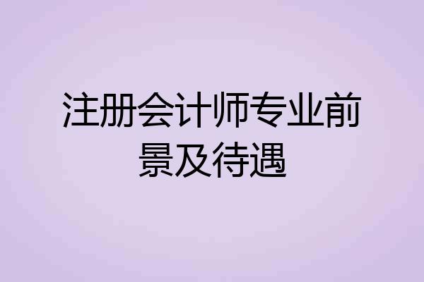 注册会计师专业前景及待遇