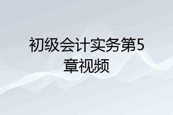 初级会计实务第5章视频