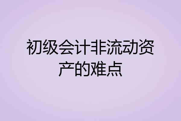 初级会计非流动资产的难点
