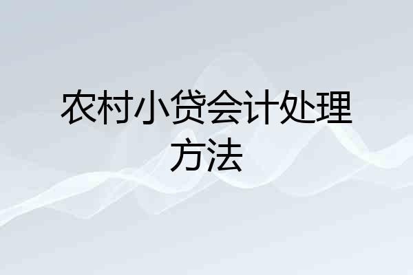 农村小贷会计处理方法