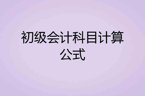 初级会计科目计算公式