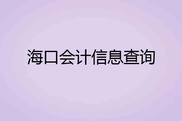 海口会计信息查询