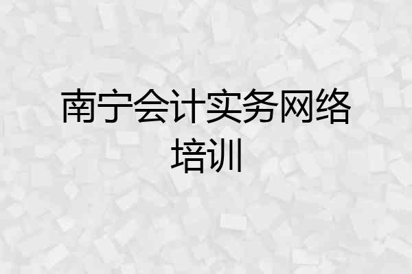 南宁会计实务网络培训