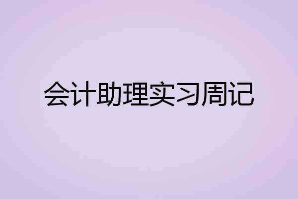 会计助理实习周记