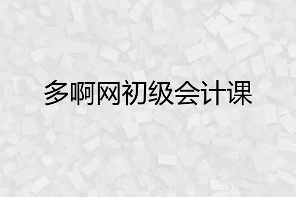 多啊网初级会计课