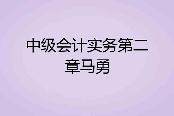 中级会计实务第二章马勇