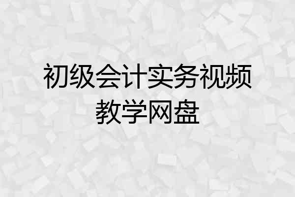 初级会计实务视频教学网盘